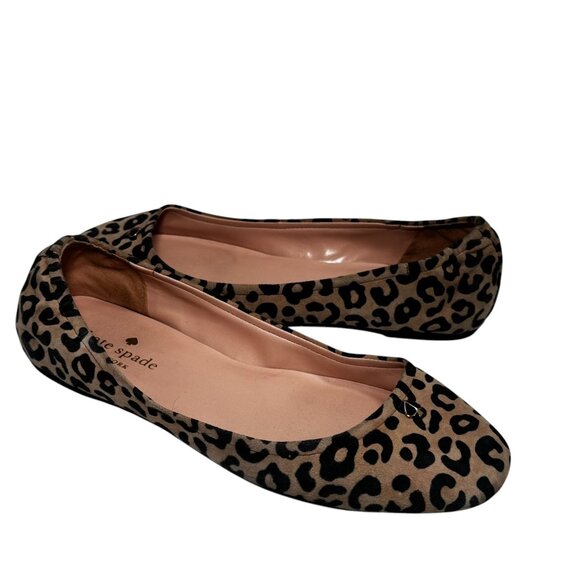 Kate Spade Keaton Ballet Flats Animal Print Leather Suede Leopard  8B - Picture 2 of 7